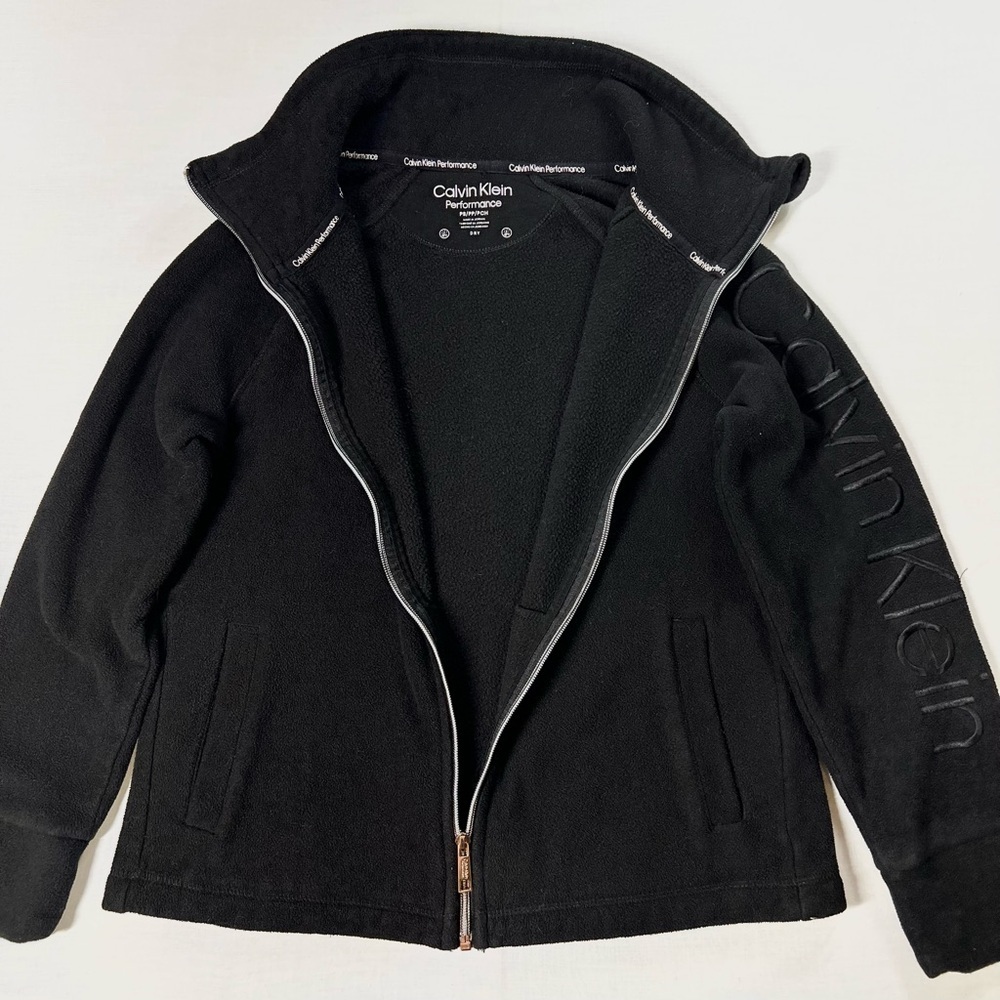 Calvin Klein Black Full Zip Up Fleece Long Sleeve Women's Size PS/PP/PCH - Picture 7 of 10